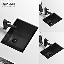 Home embedded ceramic washbasin square washbasin face basin small size in German Osaematti black