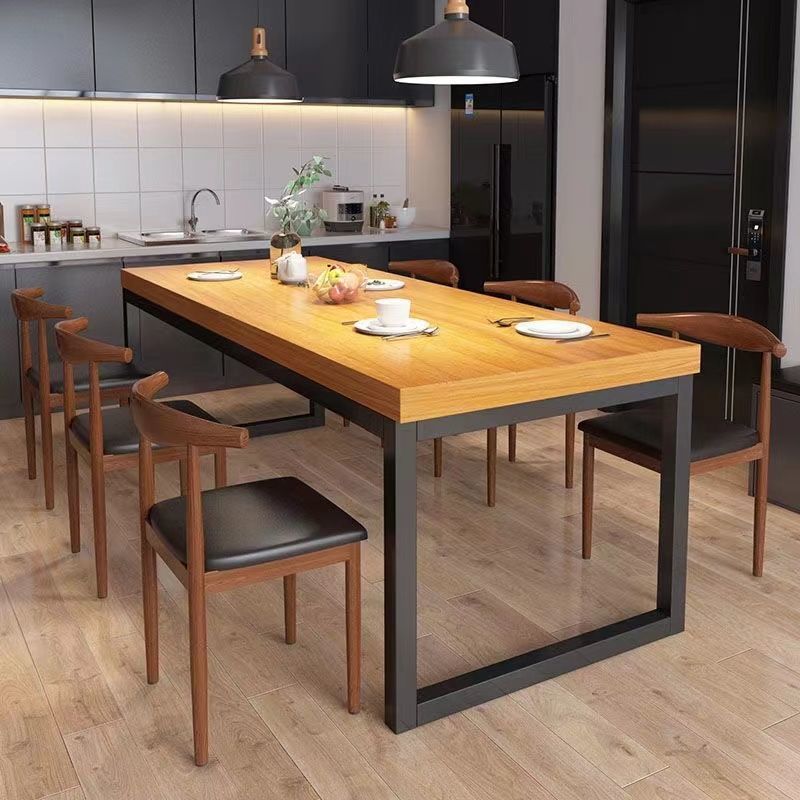 Table rectangular table small family type modern minimalist imitation solid wood strip table Restaurant dining table Living room Home 
