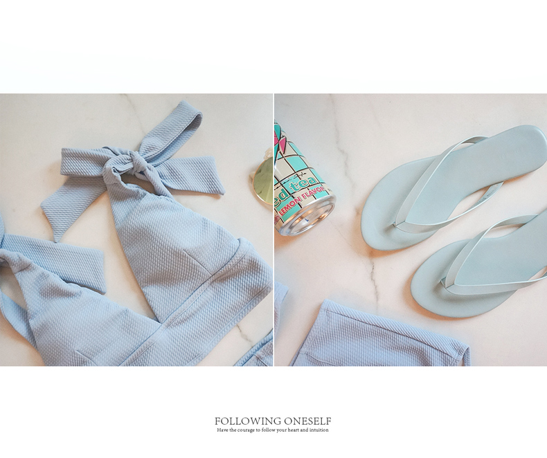 2019 Spring/Summer Cute Bow-tie Bikini Blue/M