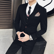 Autumn set of suit male handsome slim Korean groom wedding dress casual suit suit suit men three sets tide