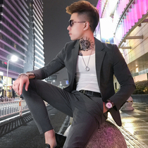Autumn mens jacket slim club suit mens suit a social person Korean trend small suit two-piece suit