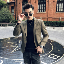 Winter suede suit jacket men Korean trend slim handsome casual small suit mens temperament jacket tide