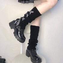 Japanese jk knitted pile socks mid-tube calf socks white y2k Lolita womens autumn and winter warm leg sleeves
