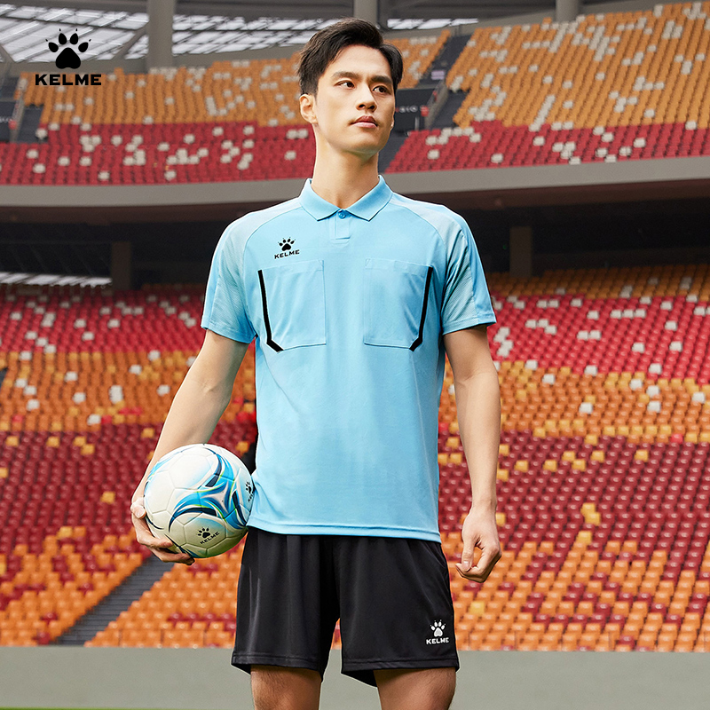 KELME Kalmi football referee suits suit men's adult short sleeves turnover Breathable Professional Match Referee Gear-Taobao