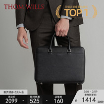 ThomWills Men's briefcase leather handmade business bovine fashion is about large-capacity handbag