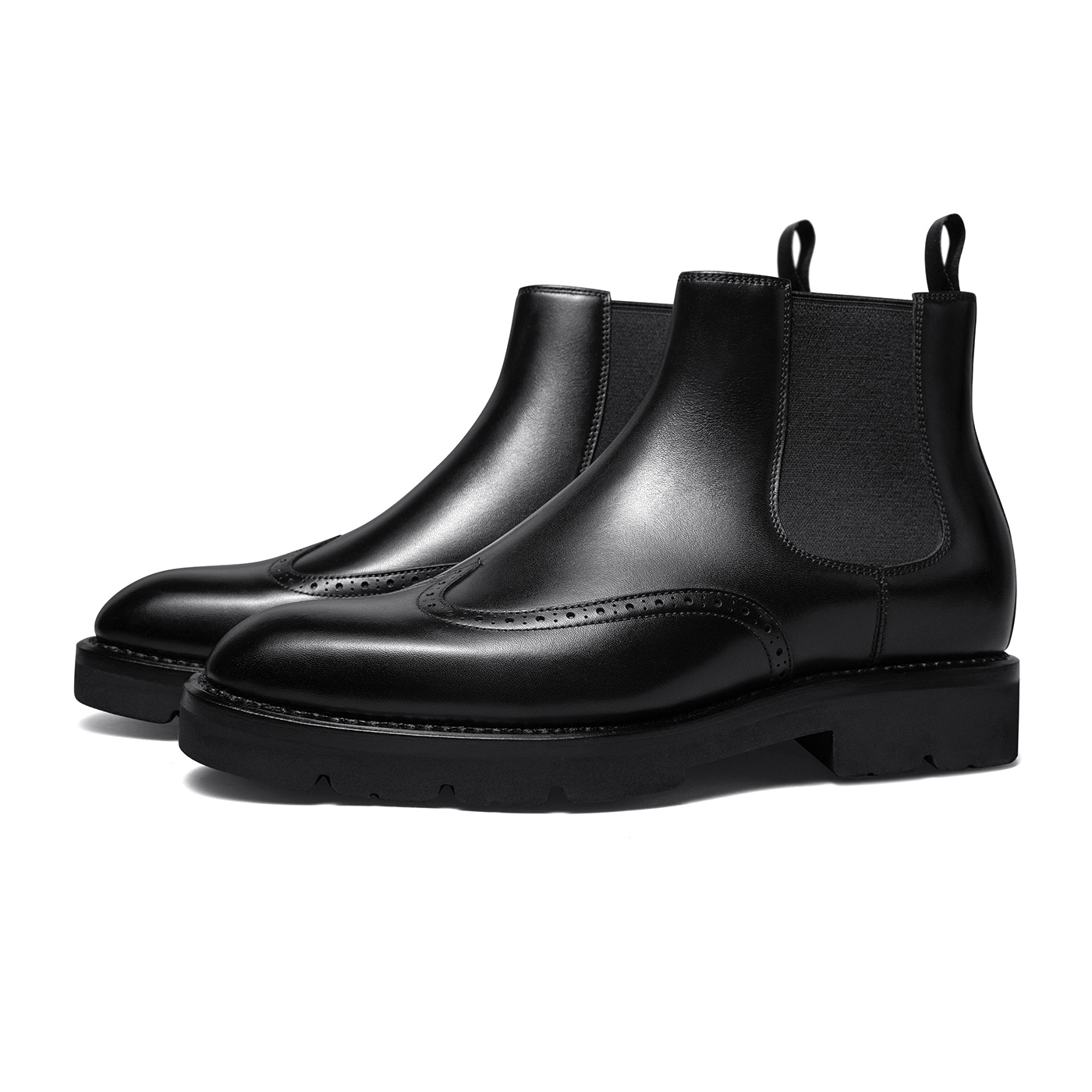 ThomWills チェルシーブーツ メンズ 本革 厚底 身長アップ マーティンブーツ 春 英国風 ハイカット レザーブーツ