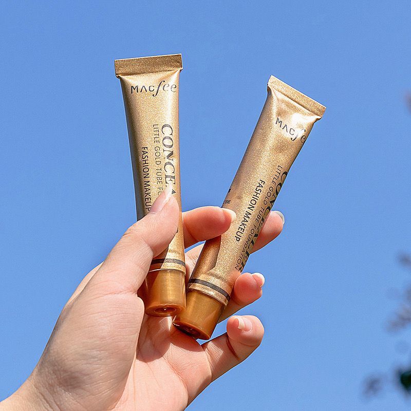 Shake sound explosion small gold tube concealer covers face spots Acne marks Dark circles Bags under the eyes Liquid foundation artifact