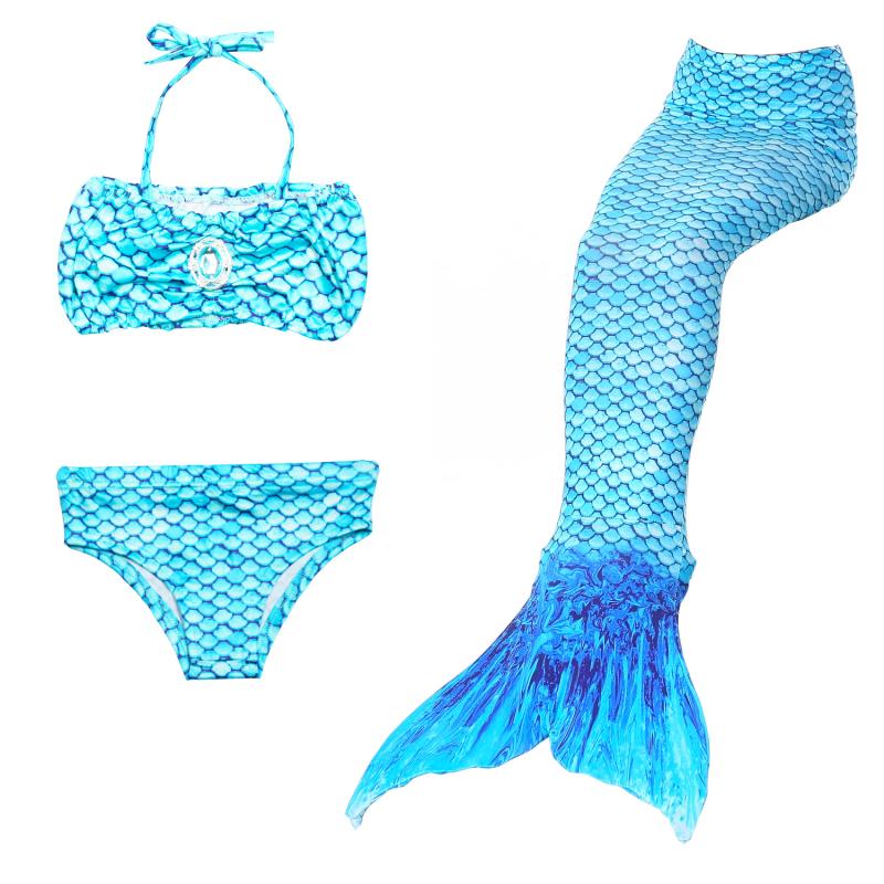 Quần bơi bé gái đuôi cá ba mảnh có thể được tải với bộ đồ bơi bikini bikini mắt cá chân cho trẻ em quần áo sành điệu cho be gái