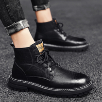 Martin Boots Man High Help Boots Male in Autumn Winter Style Mens Leather Shoes Leather Boots Winter Gush Cotton Shoes