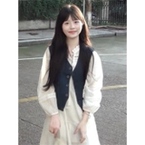 Осенний милый ретро джинсовый жилет, белая кукла, платье для школьников, юбка, комплект