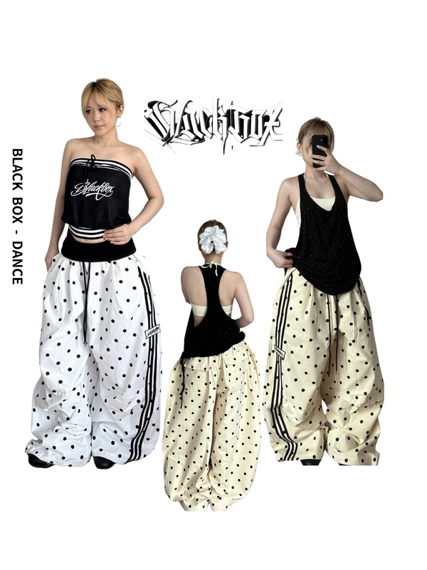 Blackbox Original [Comes with Waistband] American-Style Polka Dot Three-Stripe Embroidered Sweatpants for Street Dance and Jazz Dance
