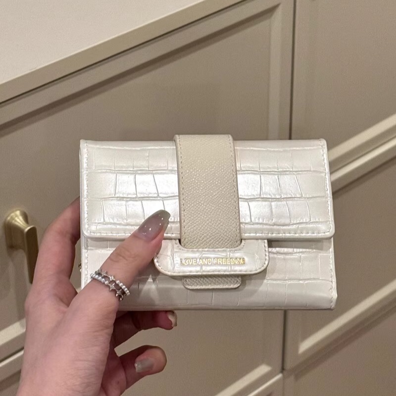 Rich Xia Qianqian Large-Capacity Short Stone-Pattern Leather Belt Wallet with Multiple Card Slots, Zipper Wallet, Coin Purse