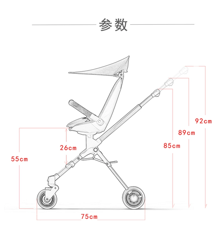 Xe trượt cho bé tạo hình phong cảnh cao cho bé xe đẩy giảm xóc có thể gập được di động siêu nhẹ cho bé - Xe đẩy / Đi bộ