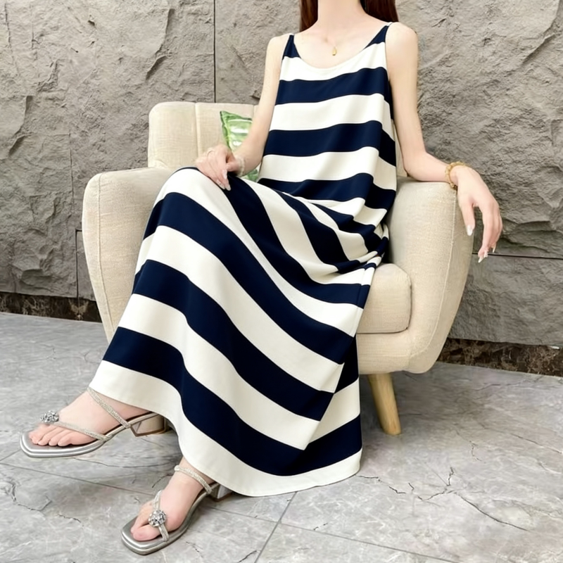 Guangzhou Thirteen Rows Style Plus Size Women's Clothing ~ Summer Slimming Sleeveless Dress Strap Dress Spring and Summer Printed Long Dress