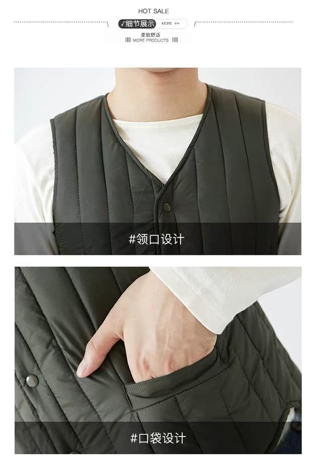 Mùa thu đông mới xuống áo ấm cotton vest vest ngắn cổ chữ V nhỏ vest vai mặc bên trong mặc đồ lót nam ao ba lo nam