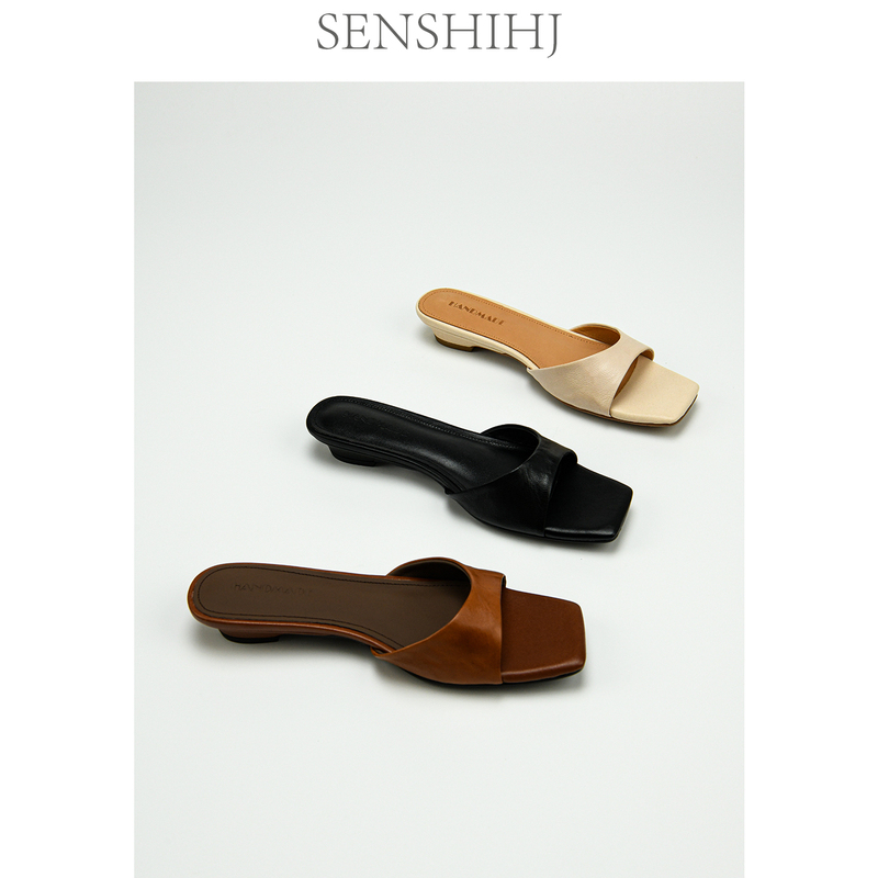 Senshihj/Senshihejiang Sheepskin Vacation Square-Toe Flat Sandals Women's Summer Outdoor Slippers Large Size 41 Senshihj/Senshihejiang Sheepskin Vacation Square-Toe Flat Sandals Women's Summer Outdoor Slippers Large Size 41