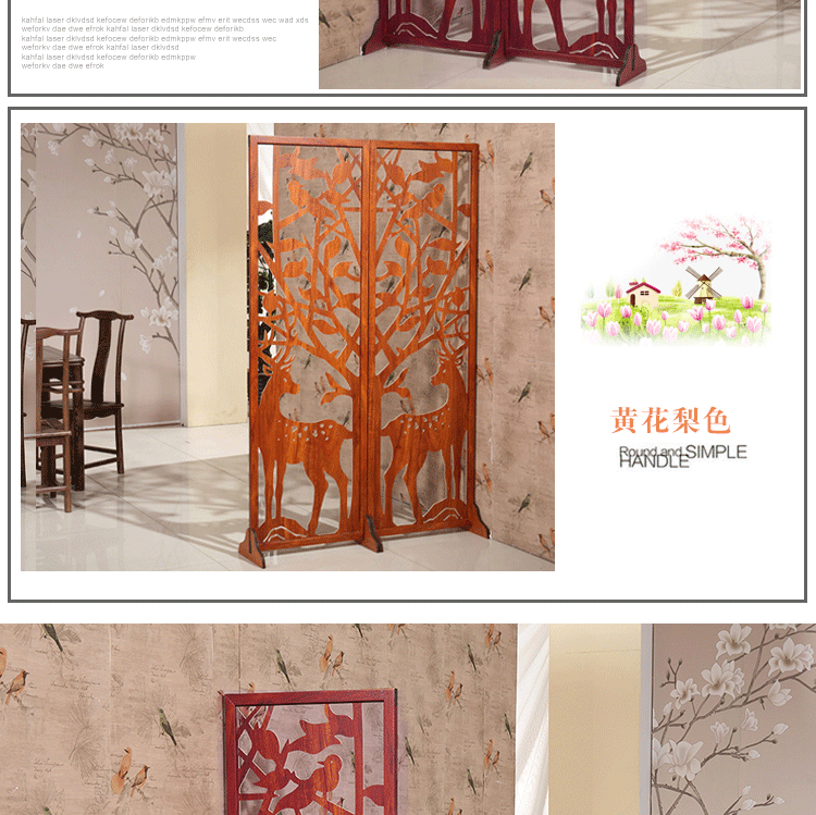 Cửa mới kiểu Trung Quốc vách ngăn gỗ chắc chắn vách ngăn màn hình gấp đẩy kéo hiên phòng khách căn hộ nhỏ đơn giản gấp đôi di động - Màn hình / Cửa sổ vách ngăn gỗ phòng khách