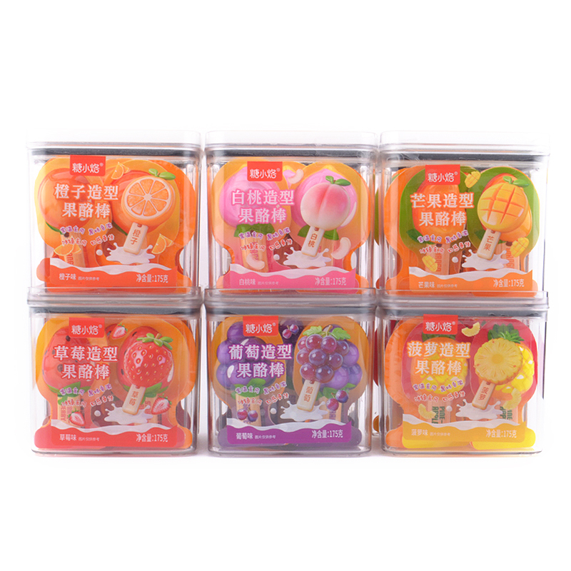 Sugar Xiaoluo Grape Mango White Peach Pineapple Orange Strawberry Shaped Fruit Jelly Stick 175G/Box Fruit-Flavored Jelly