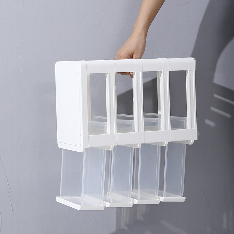 Transparent drawer containing box desk face make-up containing box can be superimposed with multiple layers of multi-grid opening red containing box