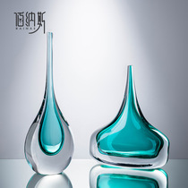 Nordic modern green glass crystal ornaments hotel office lobby bar guest restaurant desktop soft decorations