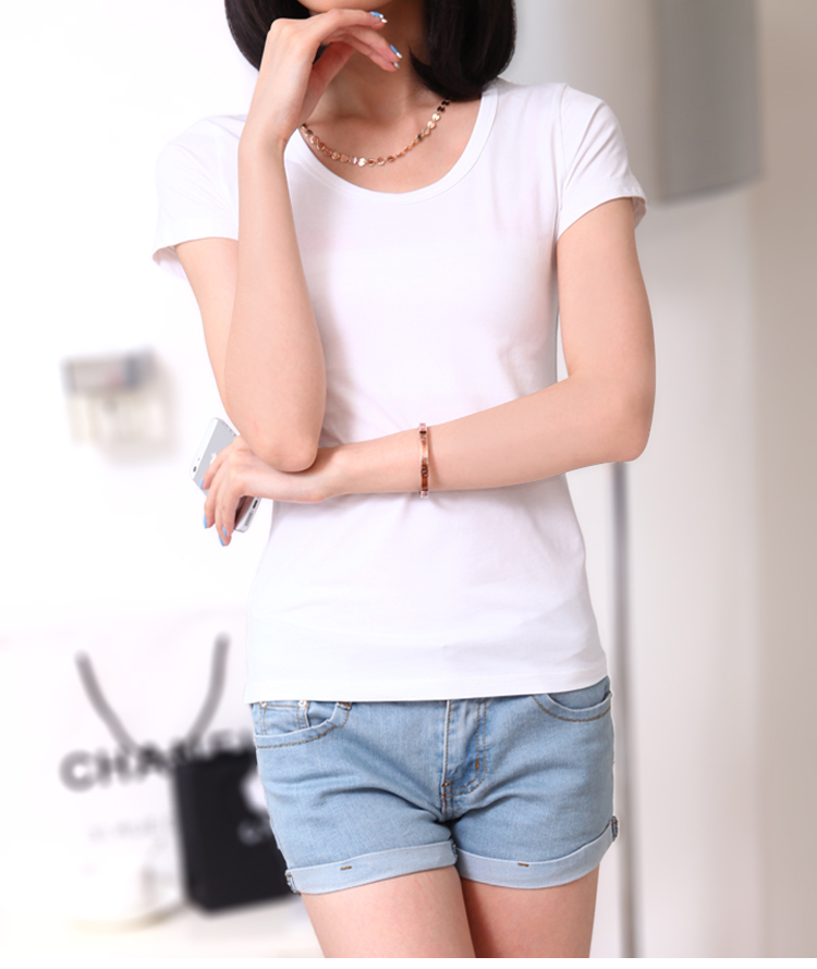 Áo thun nữ tay ngắn mùa hè Han Fan phiên bản mới của Hàn Quốc chất liệu cotton hoang dã từ bi màu trắng nửa tay áo thun nữ hàng hiệu