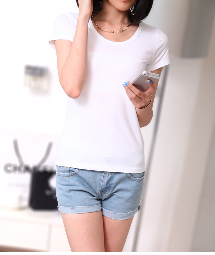 Áo thun nữ tay ngắn mùa hè Han Fan phiên bản mới của Hàn Quốc chất liệu cotton hoang dã từ bi màu trắng nửa tay áo thun nữ hàng hiệu