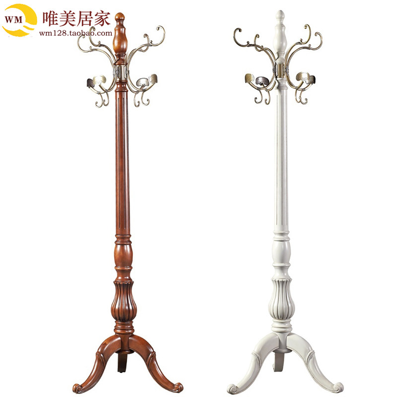 All solid wood coat rack household modern wood coat rack hanger bedroom European American floor-to-ceiling wooden coat rack
