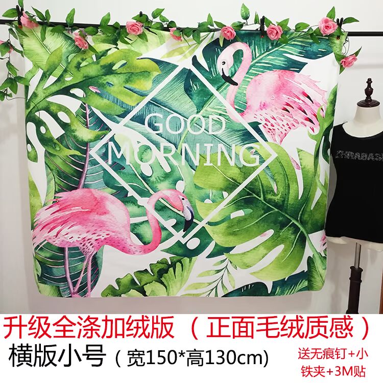 Bắc Âu lưới lớn màu đỏ đầu giường tấm thảm flamingo vải treo tường in nền vải cô gái trang trí tường thảm thêu trang trí