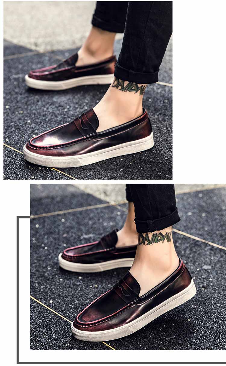 Mùa thu retro giày da cổ điển lười đặt chân Giày dép Fu Fu Giày nam bình thường của Anh Giày đế thấp - Giày thấp giay the thao