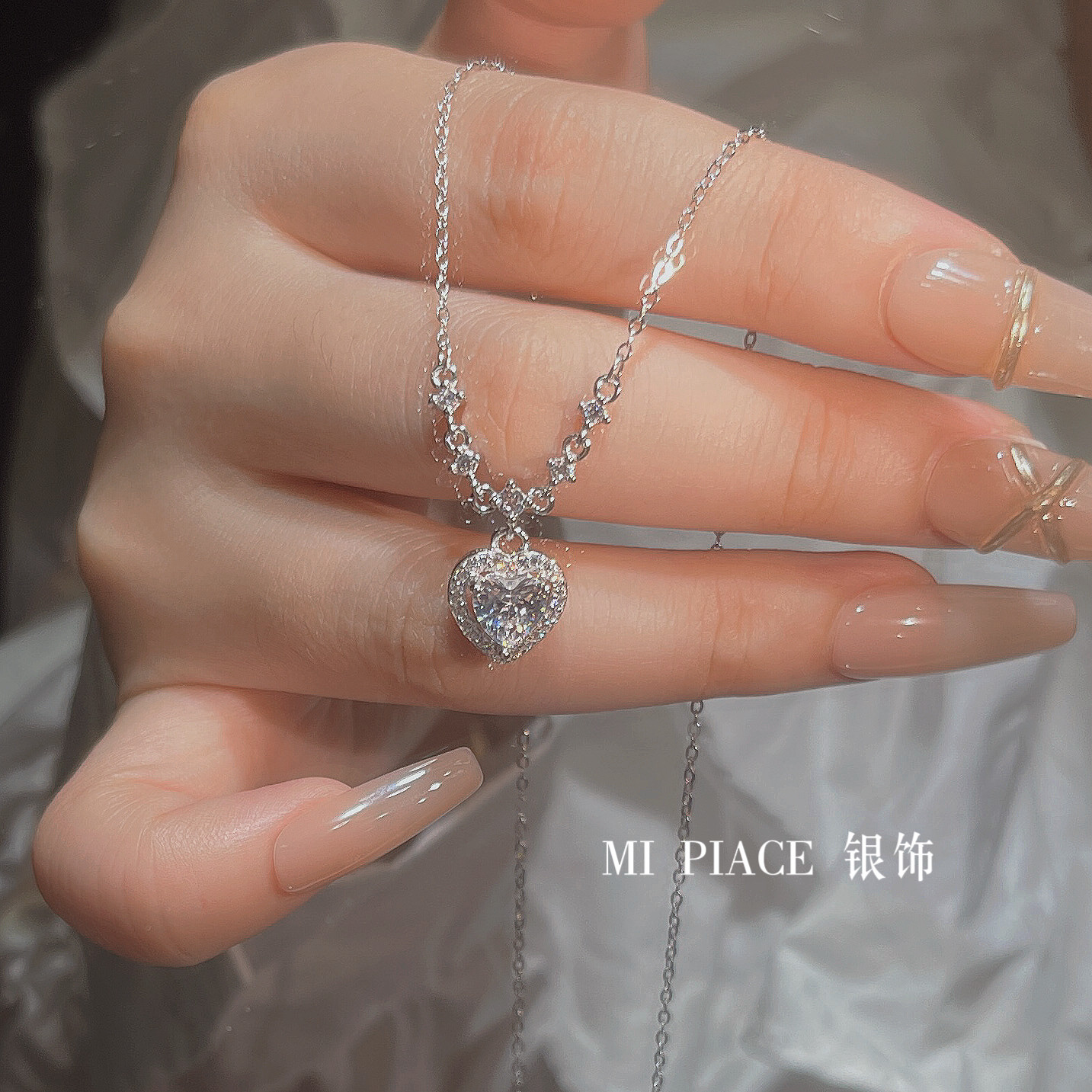 Серебряное ожерелье 怦然心动999足银项链女轻奢高级感超闪爱心吊坠送女生闺蜜礼物 OTHER