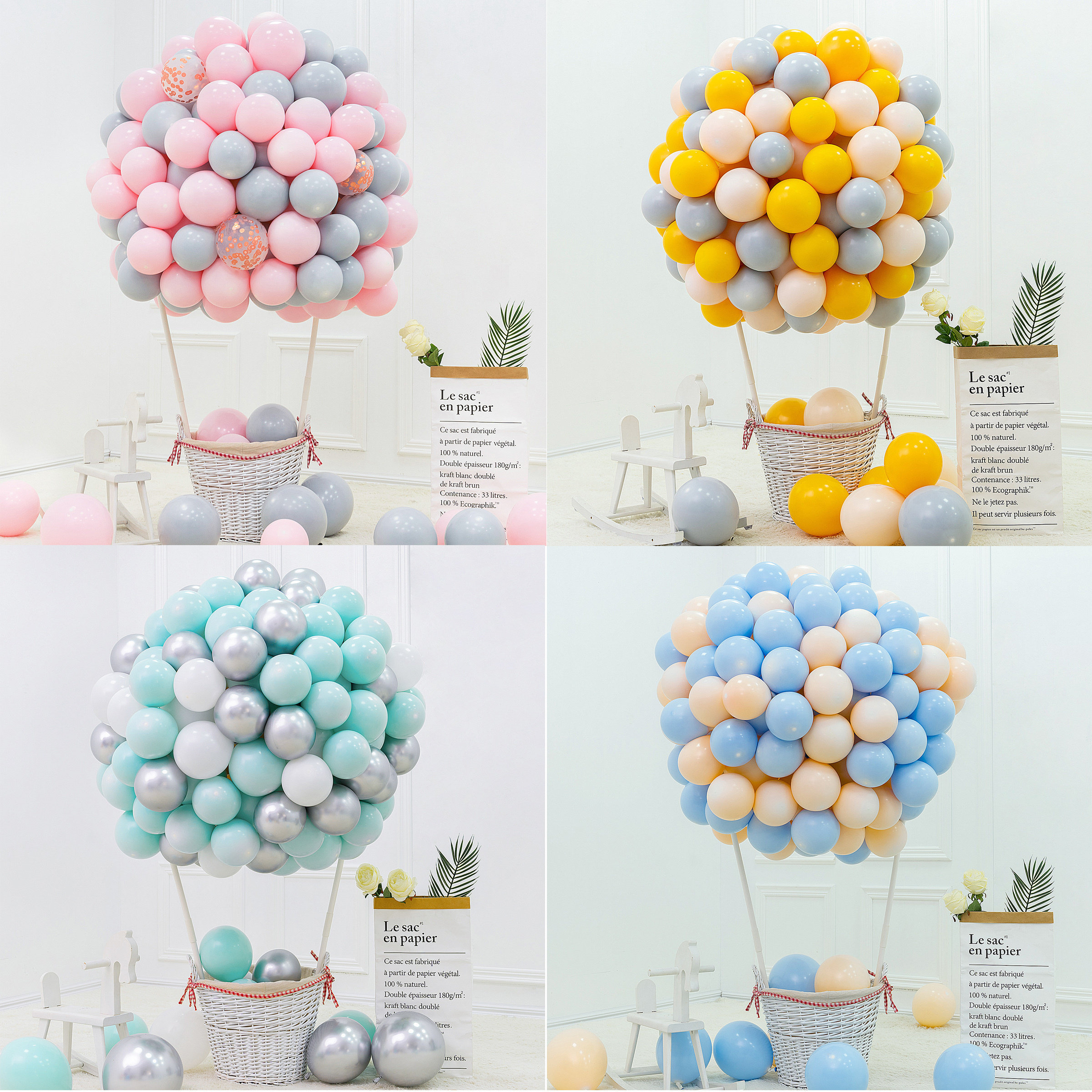 Macarons Hot Air Balloon Children Birthday Decoration Scene Placement 100 days Pepper Baby Birthday Party 12