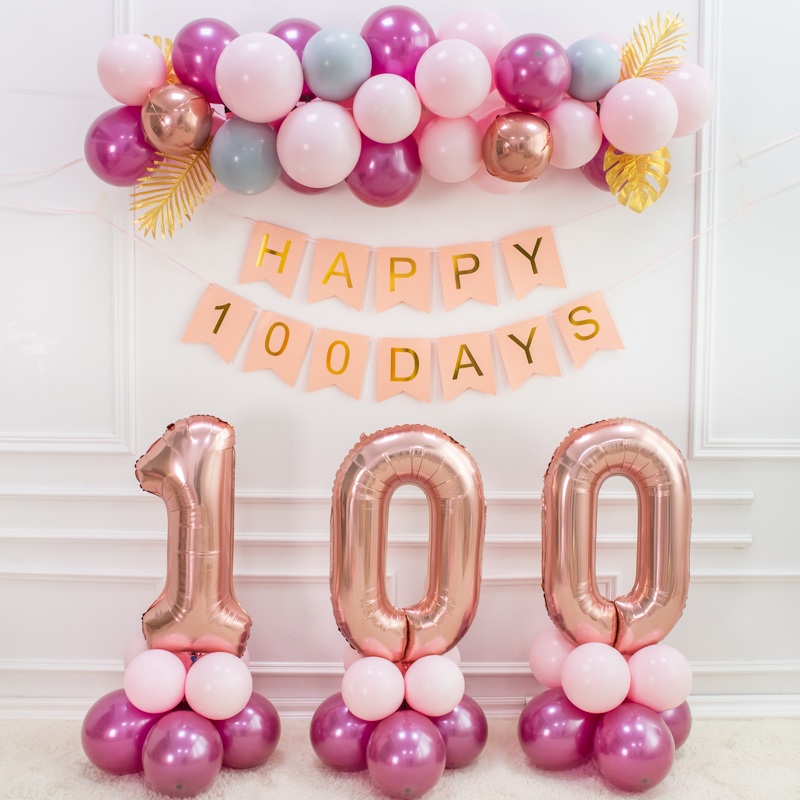 Girl's first birthday decoration scene layout net red baby 100-day 100-day banquet party background wall balloon package