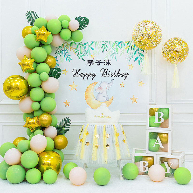 Son Ensemble Boys Girl Baby 1 Week Birthday Placement Decoration Scene 100 Days Hundred Day Banquet Background Wall Balloon 2