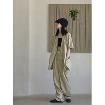 2021 summer and autumn new silk high waist wide leg trousers wabby silent wind extremely simple hanging lazy paper people mopping pants