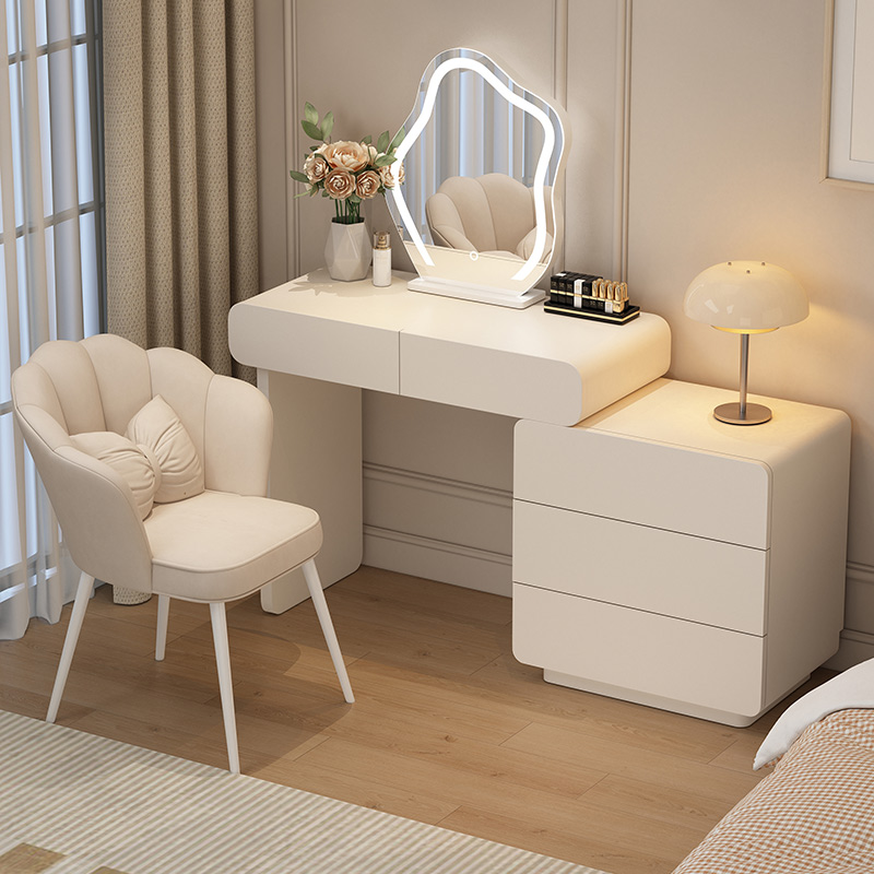 Cream Wind Light Lavish Solid Wood Baking Varnish Dresser Bedroom Modern Minimalist SILENT WIND MAKEUP TABLE CONTAINING CABINET INTEGRATED-TAOBAO