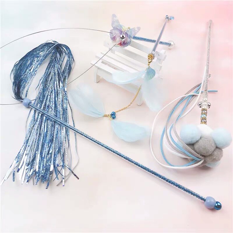 Lemon cat toy Bite-resistant long rod funny cat rod Pompom feather bucket cat stick Fairy bell funny cat stick