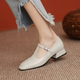 Одиночная обувь женщина новая сказка в стиле Lazy Lafu Fat Wit Fat Feet Marty Size 40 Retro Low Heel 41 Maryzhen Shoes 43