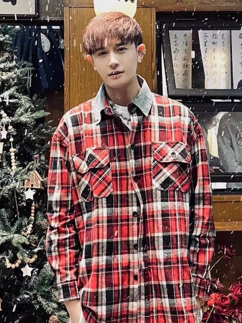 FOG FEAR OF GOD main line American retro fifth season men's flannel red plaid couple shirt