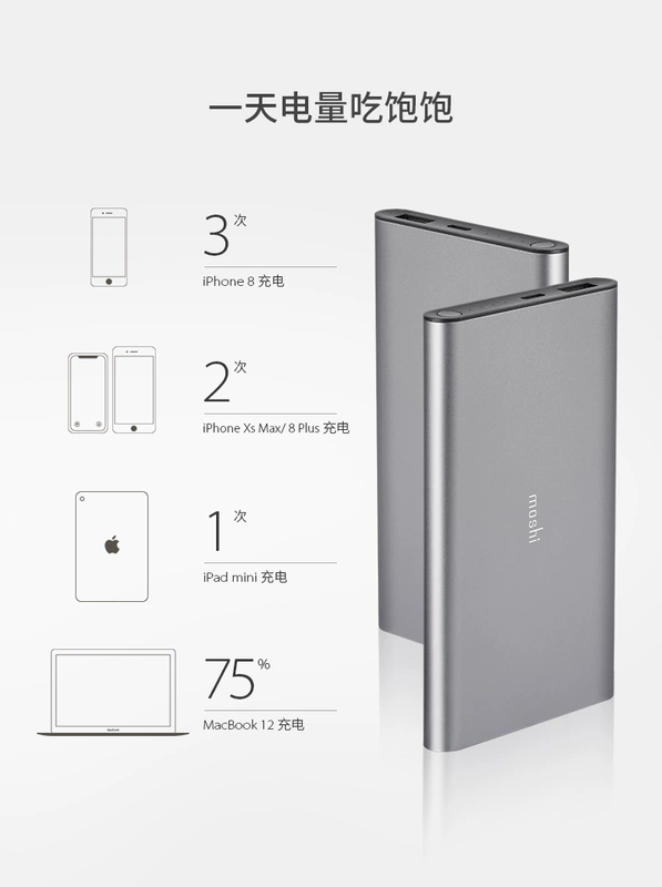 Moshi Moss dung lượng lớn 10000 mAh máy tính xách tay điện thoại di động Máy tính bảng Apple loại C điện thoại di động lớn di động phổ 30W công suất cao thương mại sạc nhanh sạc nhanh kho báu - Ngân hàng điện thoại di động sạc dự phòng fpt