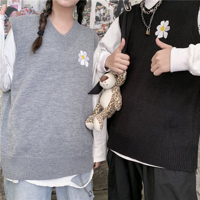 Áo len mùa thu Hàn Quốc áo đôi nam sinh viên áo len áo thun thanh niên giản dị nam áo len dài tay nữ - Kéo qua