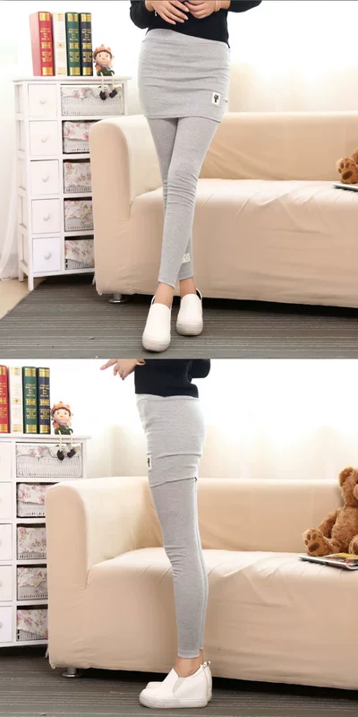 Mùa thu đông giả hai chiếc quần legging nữ 2017 mới cộng với nhung dày mặc quần chân nhỏ là quần thun ôm sát hông.