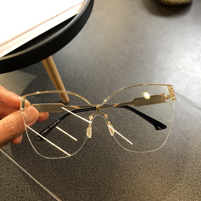 Qin Lan with dust-proof flat mirror one sunglasses plain decorative mirror female face slim transparent sunglasses glasses