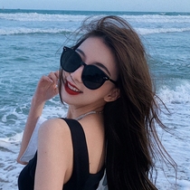 Eté soleil de mer-ombrage polarisée à lencre miroir femme élégante grand cadre avec petites lunettes humides version coréenne de lunettes de soleil de plage