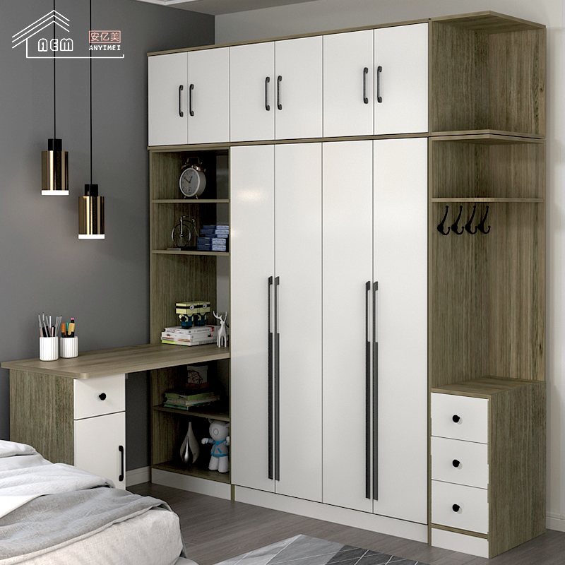 One-piece desk wardrobe integrated small apartment wardrobe simple multi-functional combination cabinet custom with corner computer desk