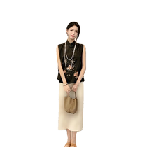 National style new Chinese style high-end temperament royal sister vest 2024 summer western style fashion skirt two-piece suit