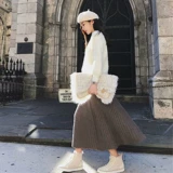 Демисезонный свежий комплект, пуховик, свитер, яркий броский стиль