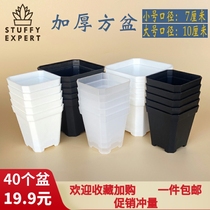 Small Black Squared Thickened Flower Pot White Through Anise Multimeat Plastic Special Thick Basin Square Cutout Nursery leaf Transplanting Smoother Pot