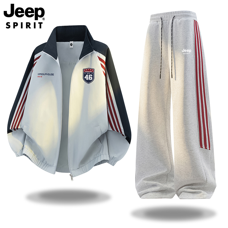 Jeep Women's Sports Casual Wear Set 2026 New Style Two-Piece Loose Cardigan and Long Pants Set for Men