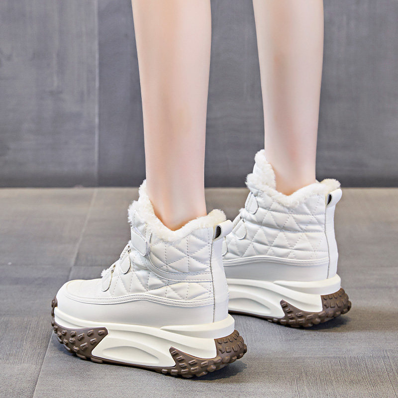 Northeast Snow Boots for Women, Waterproof and Non-Slip, 2025 Autumn and Winter New Style, Fleece-Lined, Warm Cotton Shoes, Thick-Soled, Height-Increasing Martin Boots