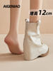 Pointed-Toe Martin Boots for Women, 2025 Autumn and Winter New Retro Chunky Heel Bootcut Boots, 12cm Thick-Soled Height-Increasing Women's Boots